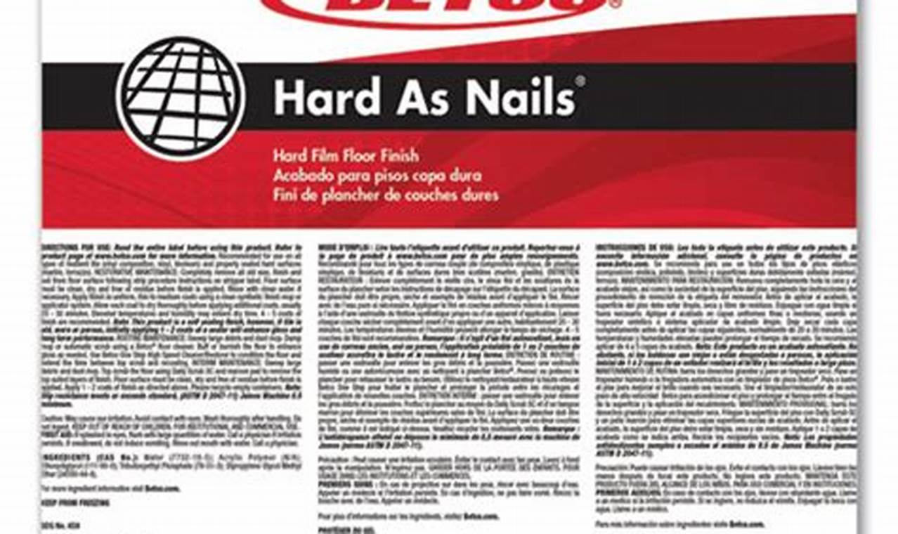 Betco Hard As Nails Floor Finish: Pro Floor Protection | Best Final Touch: Elevate Your Projects with Professional Finishing